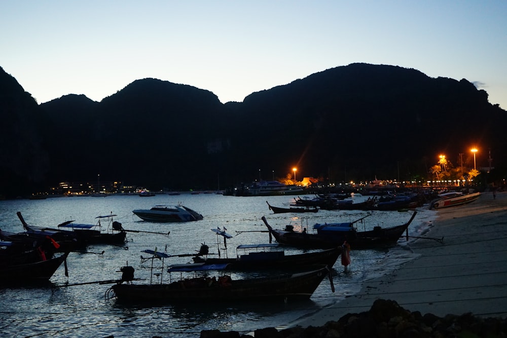 white and blue boat on sea during sunset