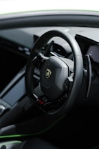 black and gray steering wheel