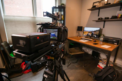 black and gray treadmill near brown wooden table