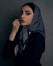 woman in black and white hijab