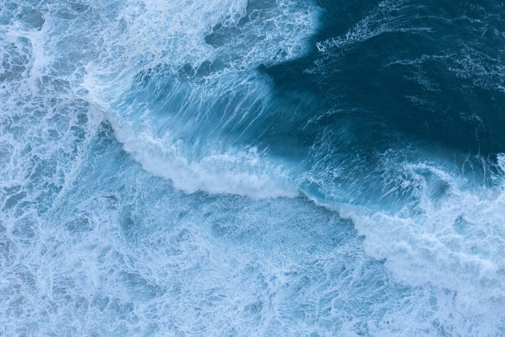 aerial view of ocean waves