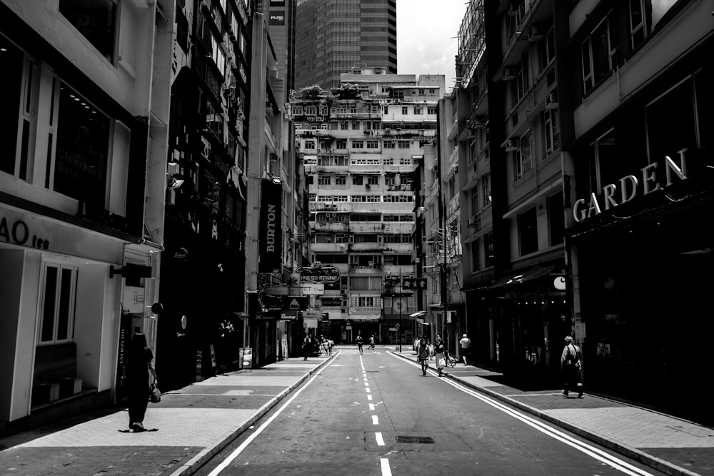 grayscale photo of a city street