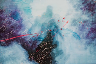 A vibrant purple-hued abstract painting symbolizing creativity and dreams.