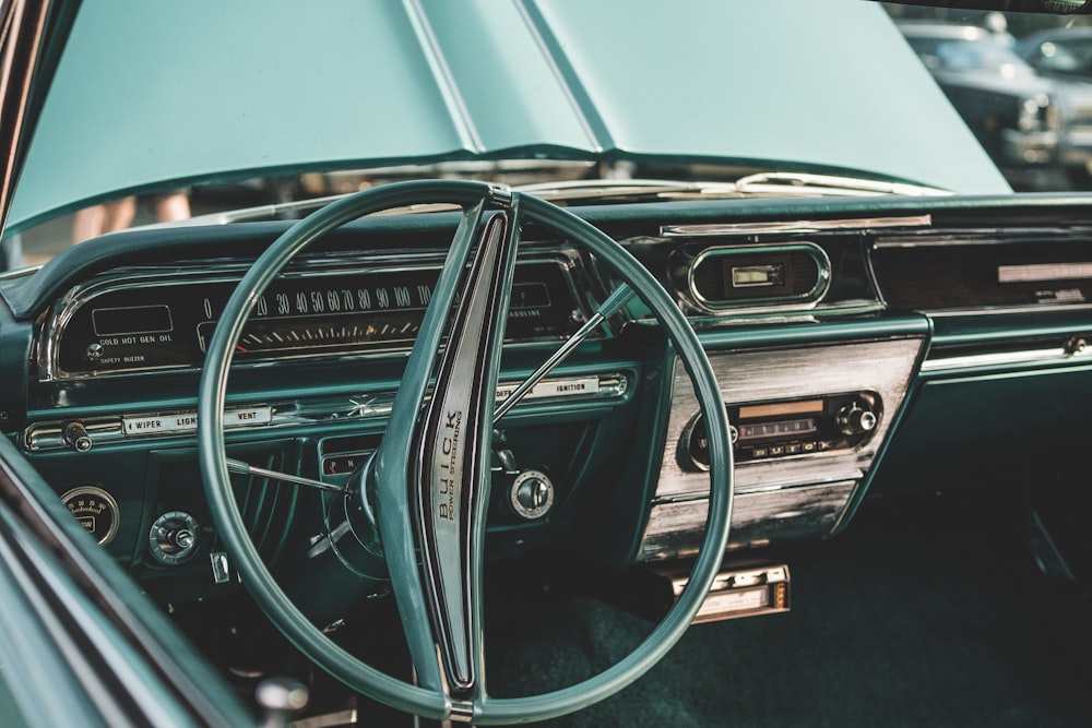 black steering wheel in car