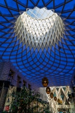 blue and white glass roof