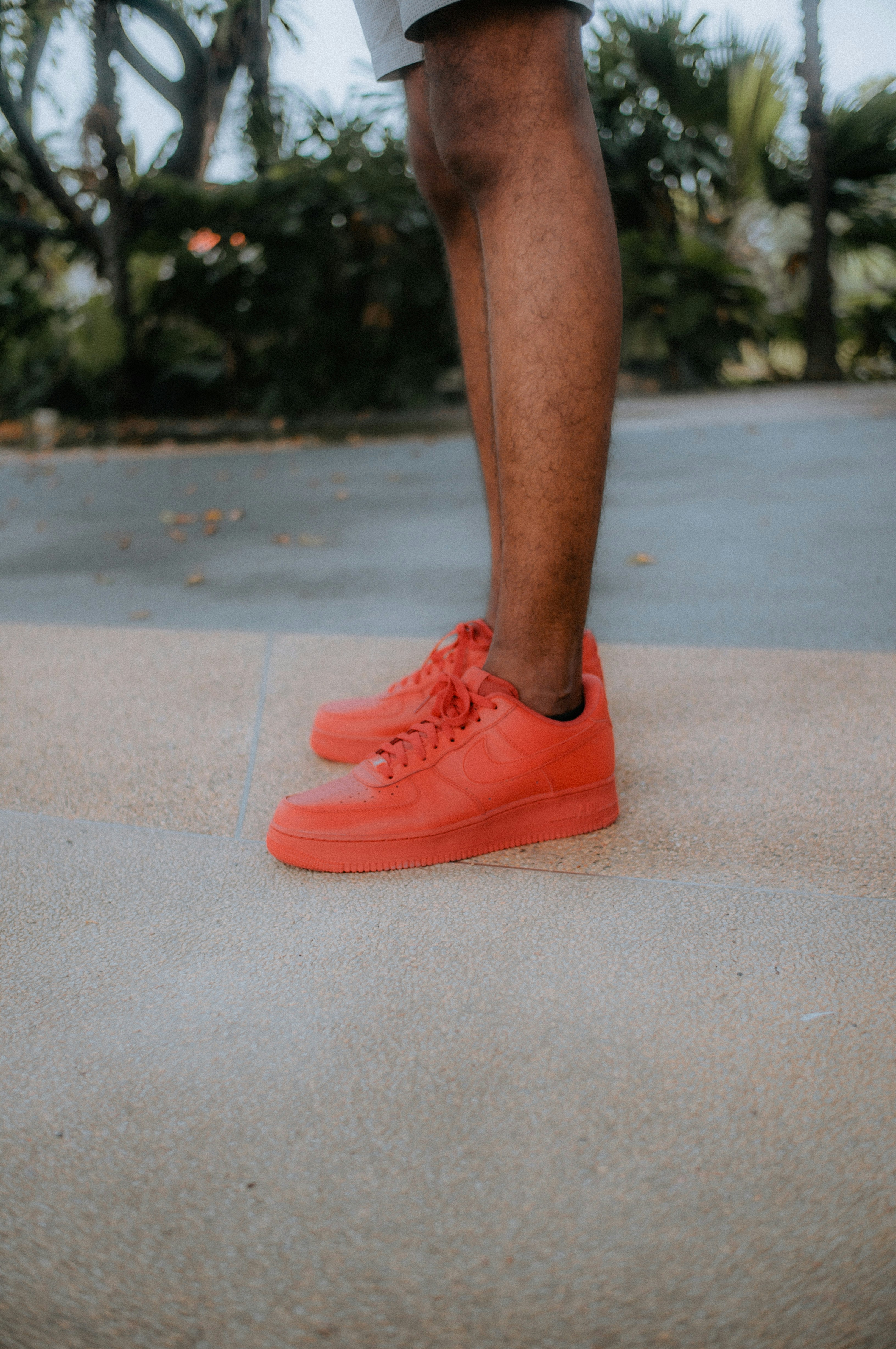 triple red air force 1 on feet