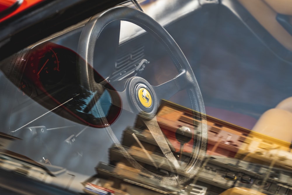 black and silver car steering wheel