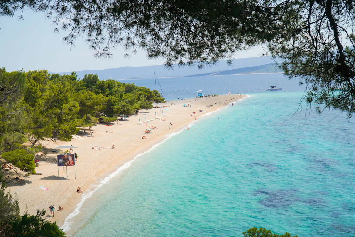 Golden horn beach on a nearby island