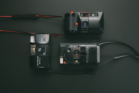 black and silver sony camera