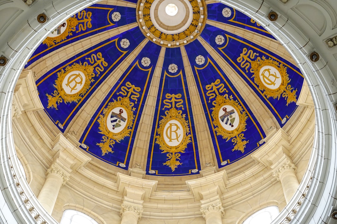 white blue and brown dome ceiling
