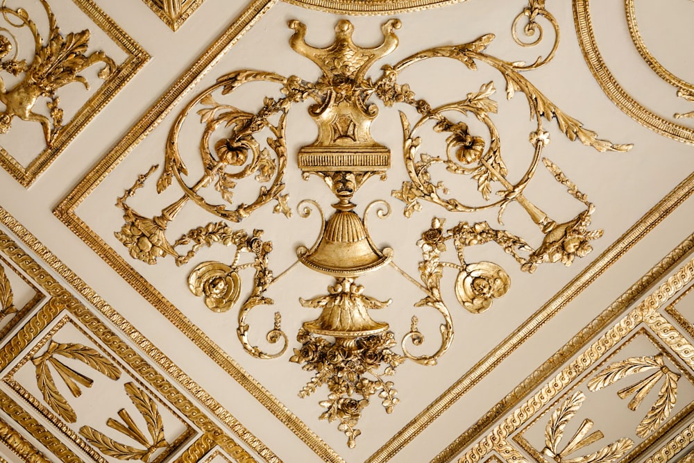 gold and white floral ceiling