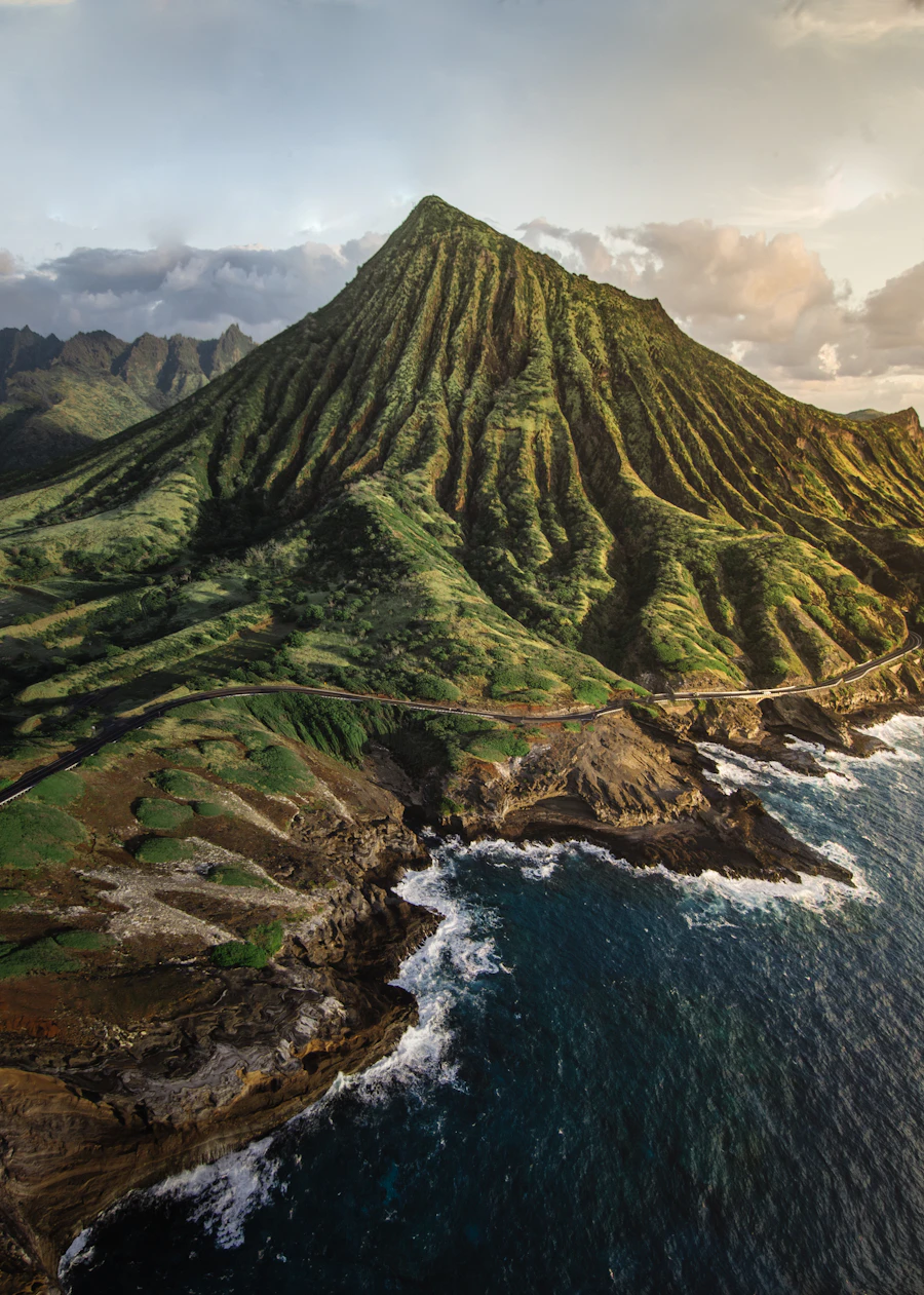 Oahu Hawaii mountain coastline landscape for remote field research participation