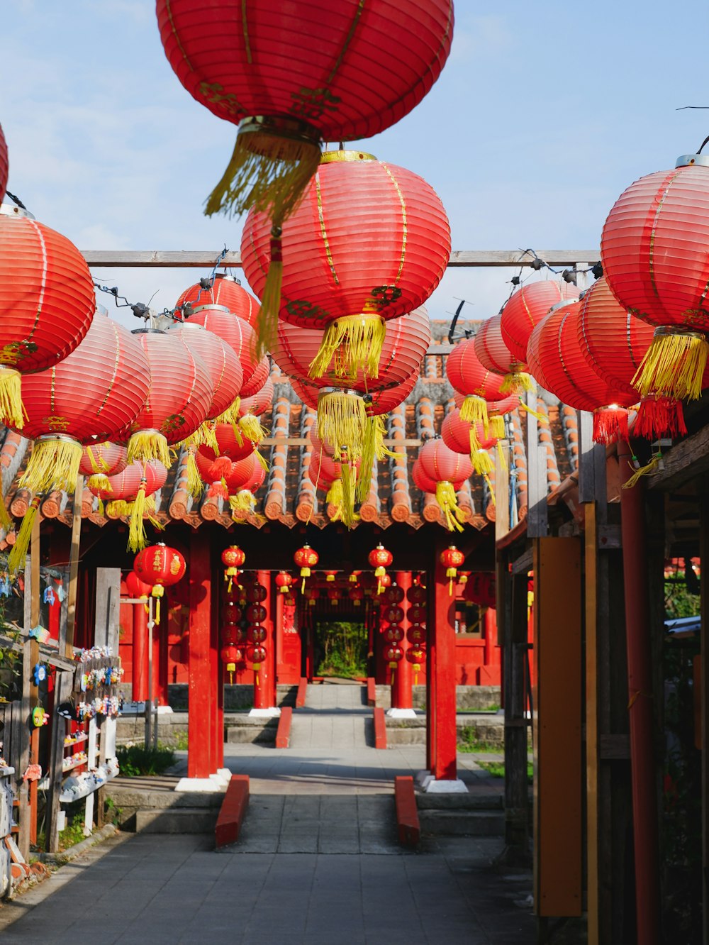 red paper lanterns on street during daytime