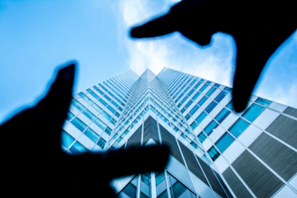 black and white glass building