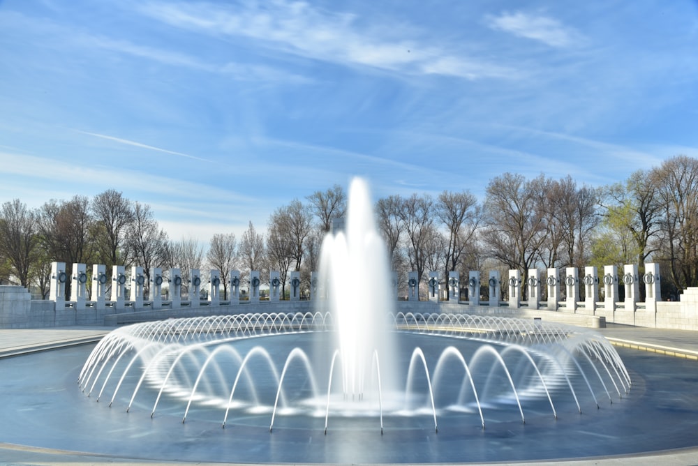 water fountain under blue sky during daytime