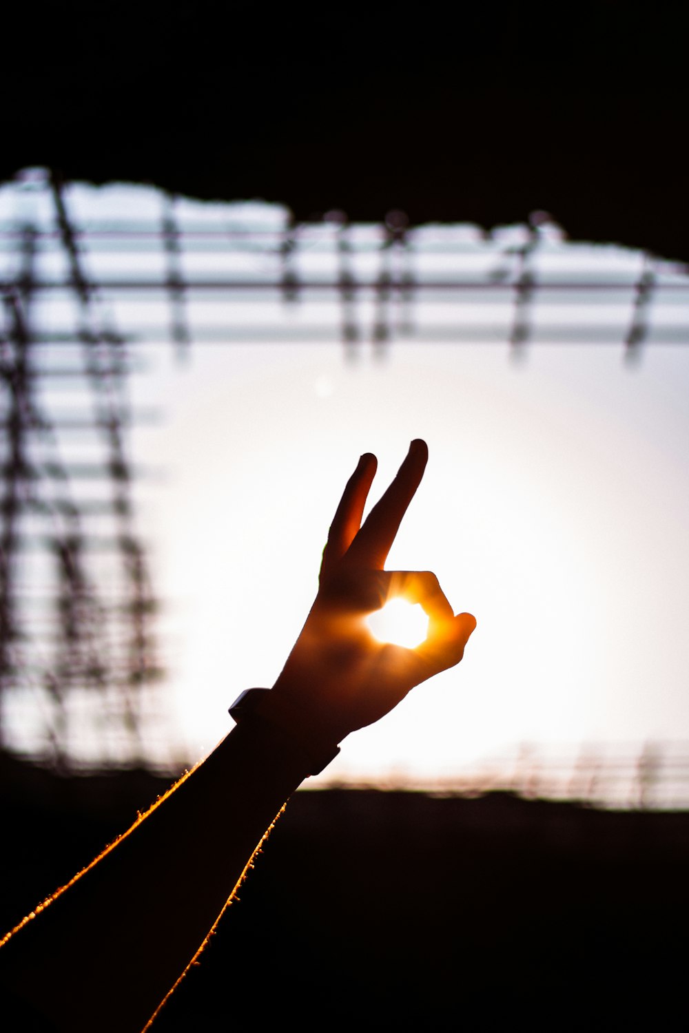 persons hand on window