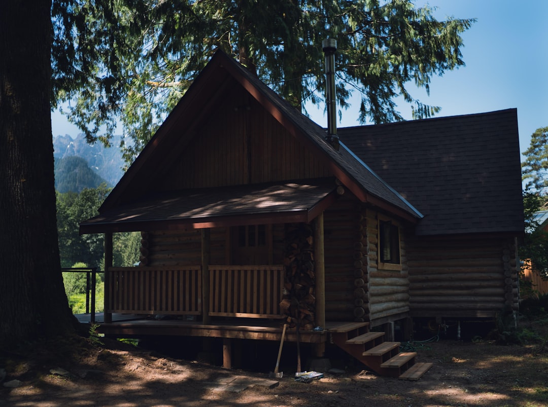 brown wooden house near green trees during daytime