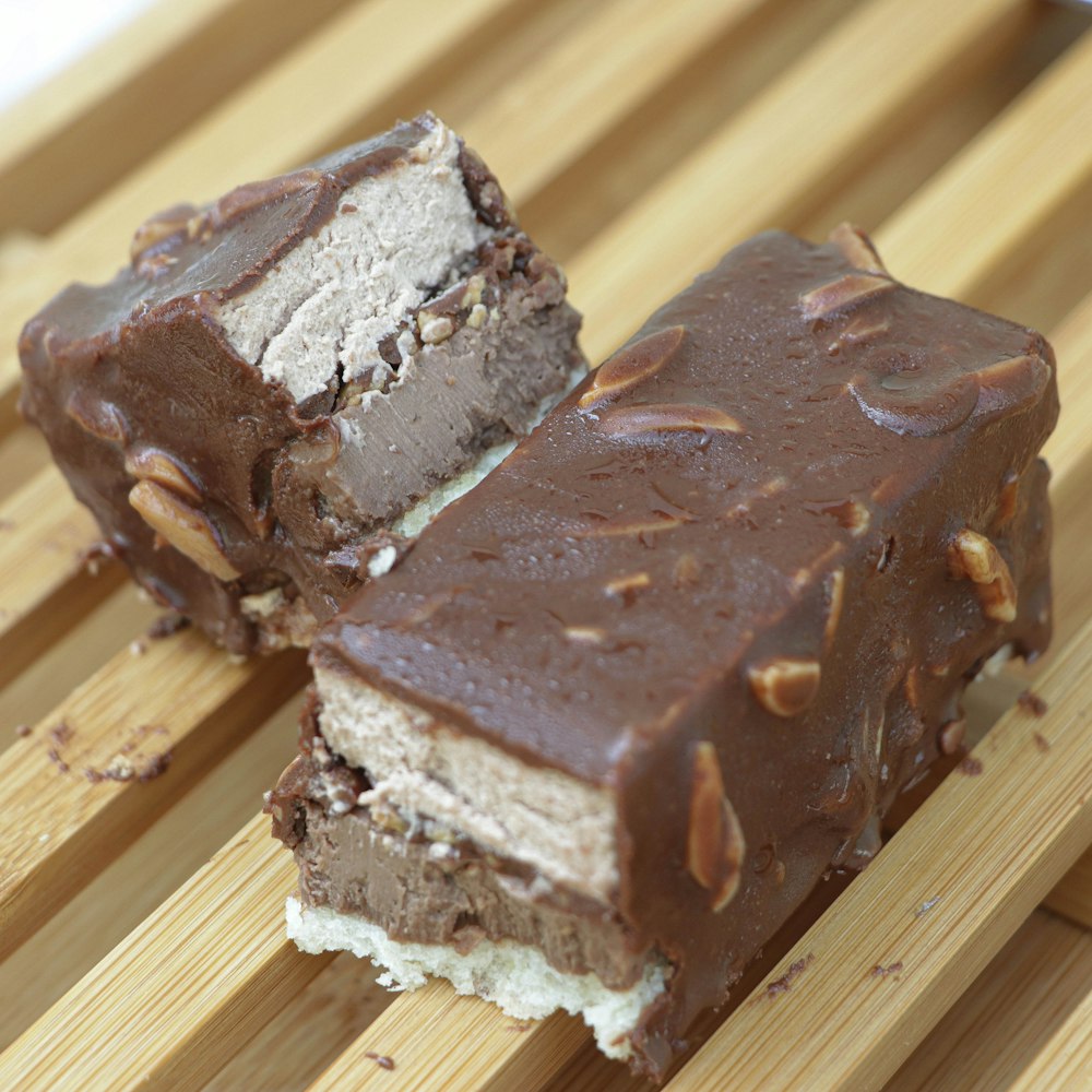 chocolate cake on brown wooden table