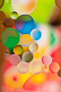 blue pink and yellow balloons