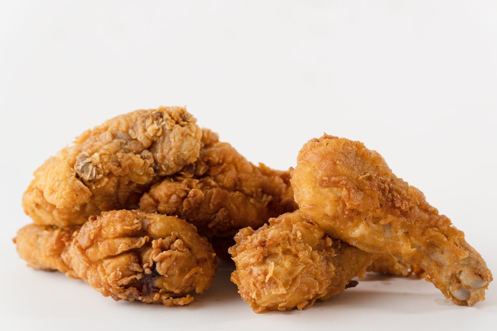 fried chicken on white background