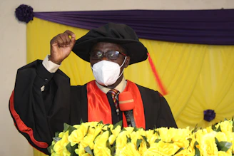 A distinguished scholar presenting an honorary doctorate at a grand academic ceremony in a historic university hall.