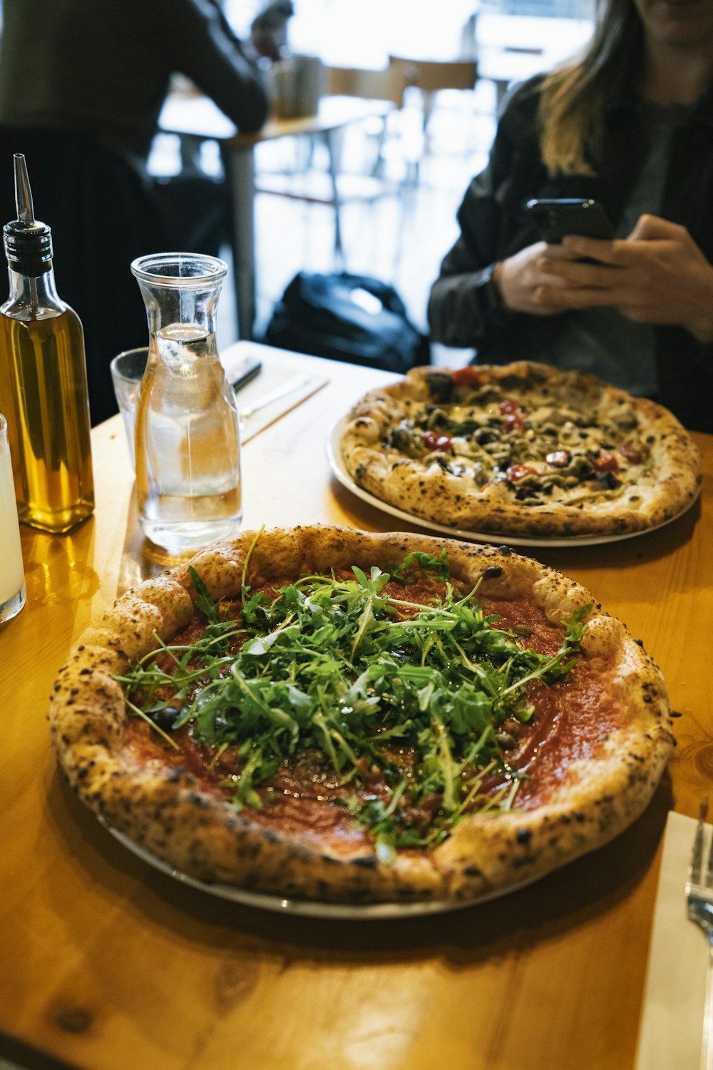 pizza on brown wooden table