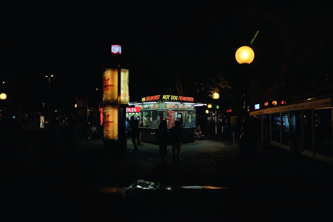 people walking on street during night time