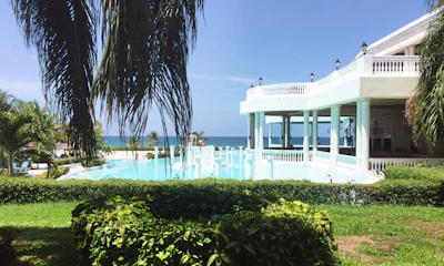 A hotel pool at the edge of the Caribbean, which is what most visitors to Montego Bay actually see