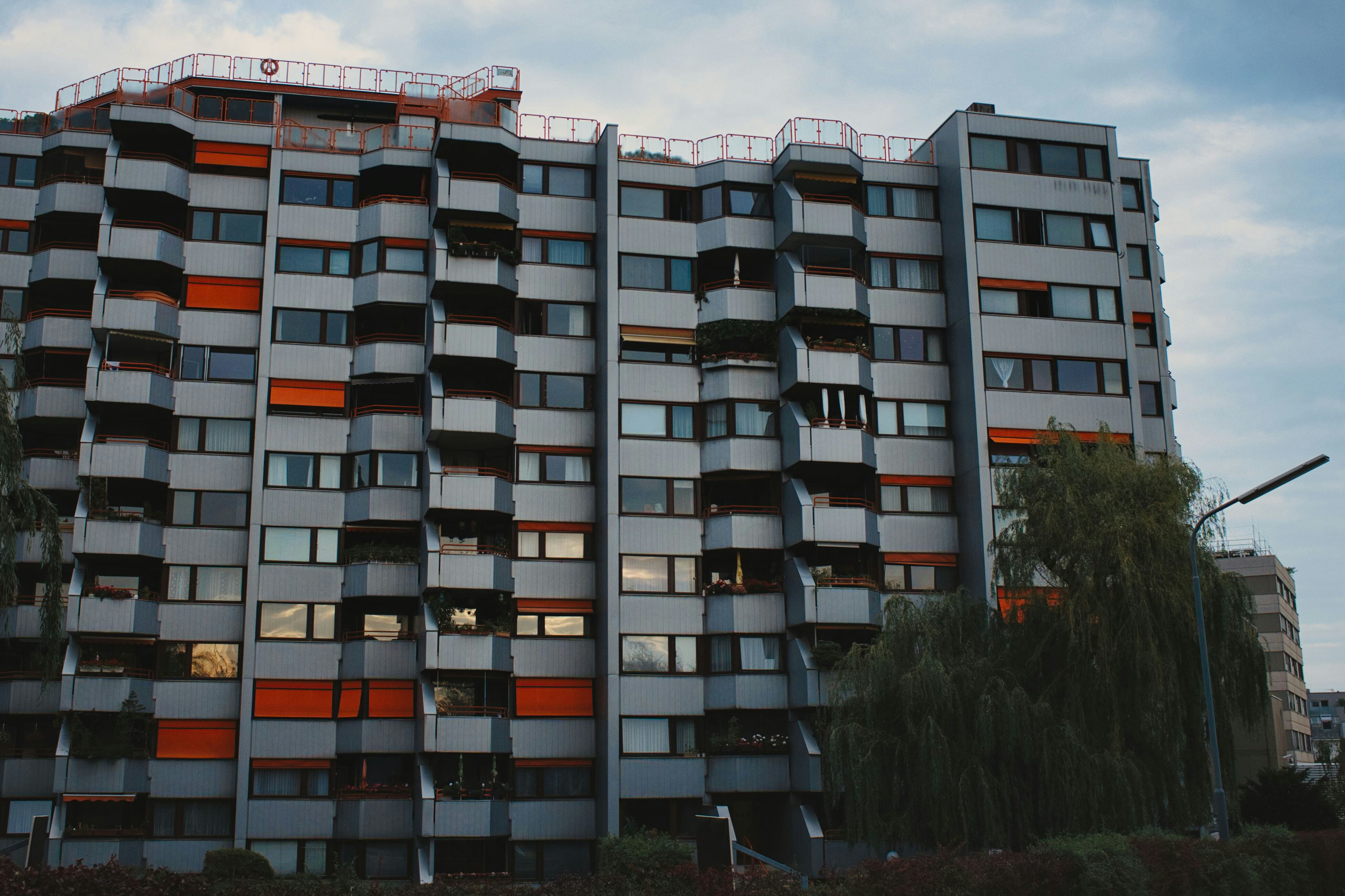 white orange and blue concrete building