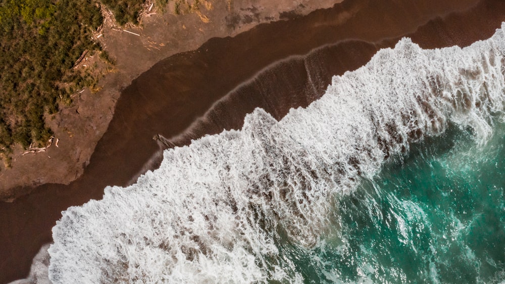 aerial view of ocean waves