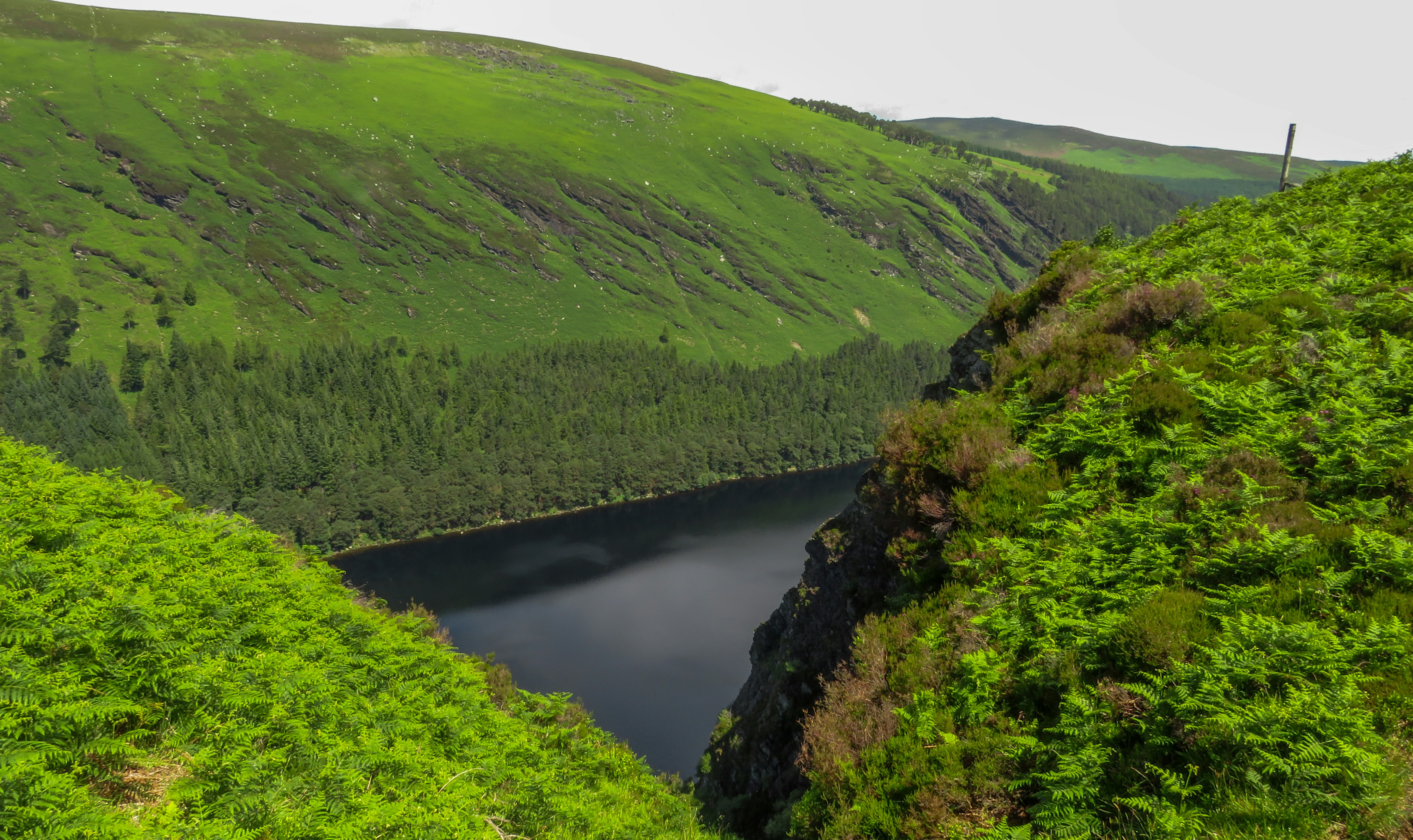 green grass covered mountain beside river during daytime