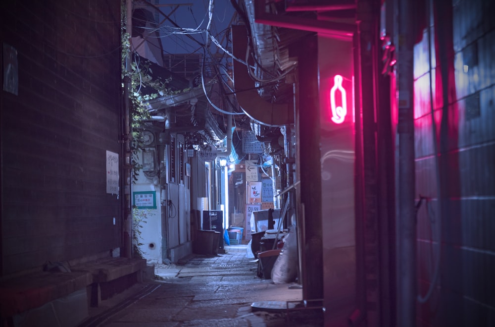 white and red store front during night time