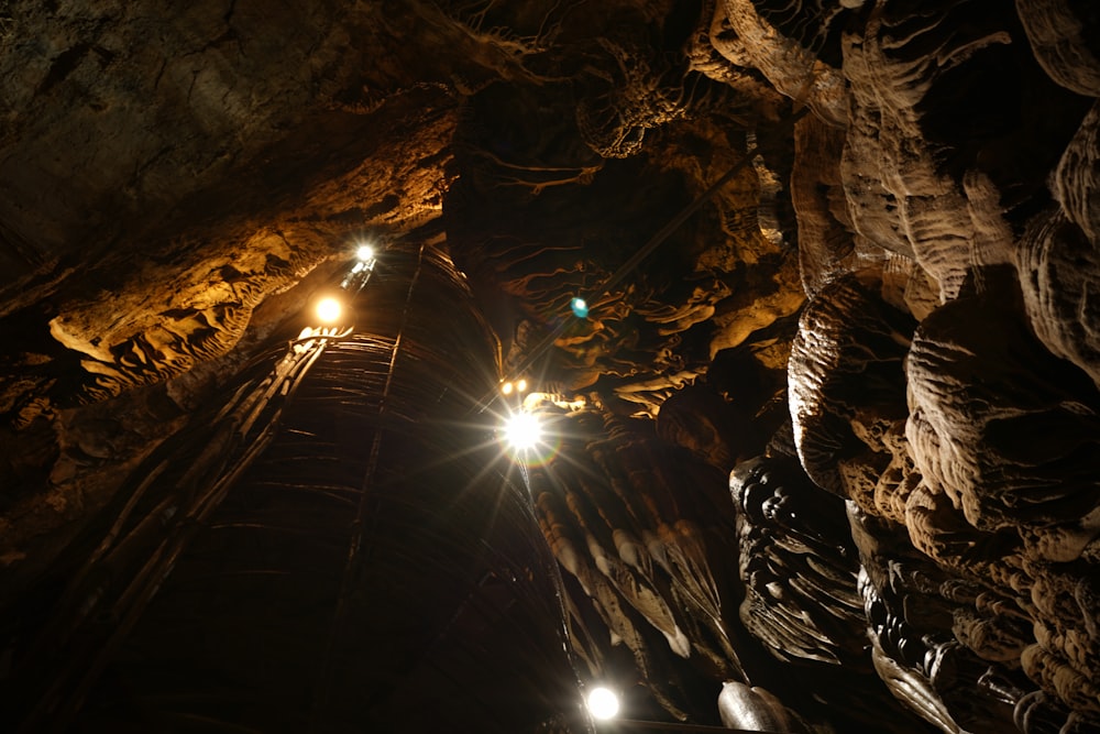 sun light in the middle of brown rock formation