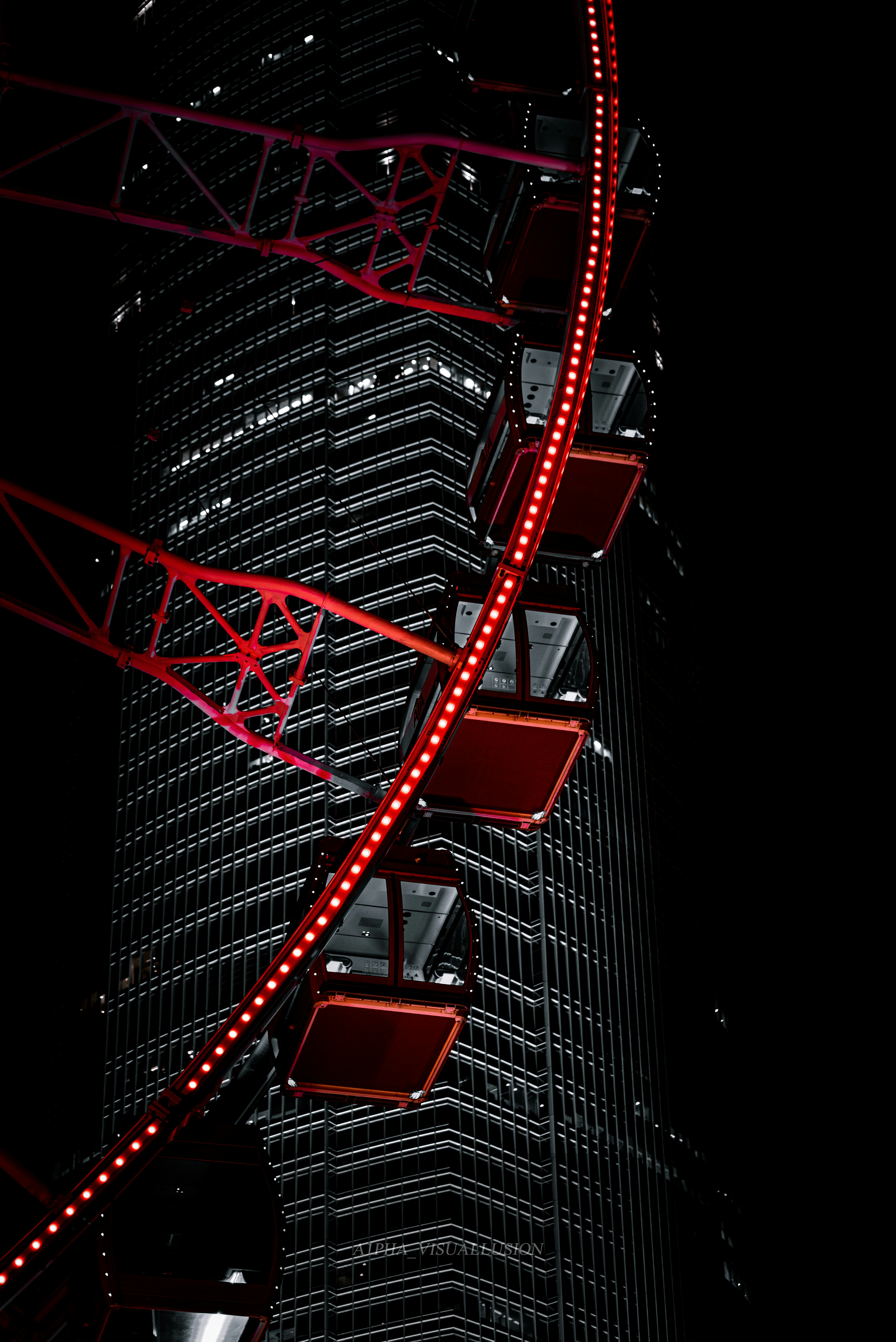 red and black spiral stairs