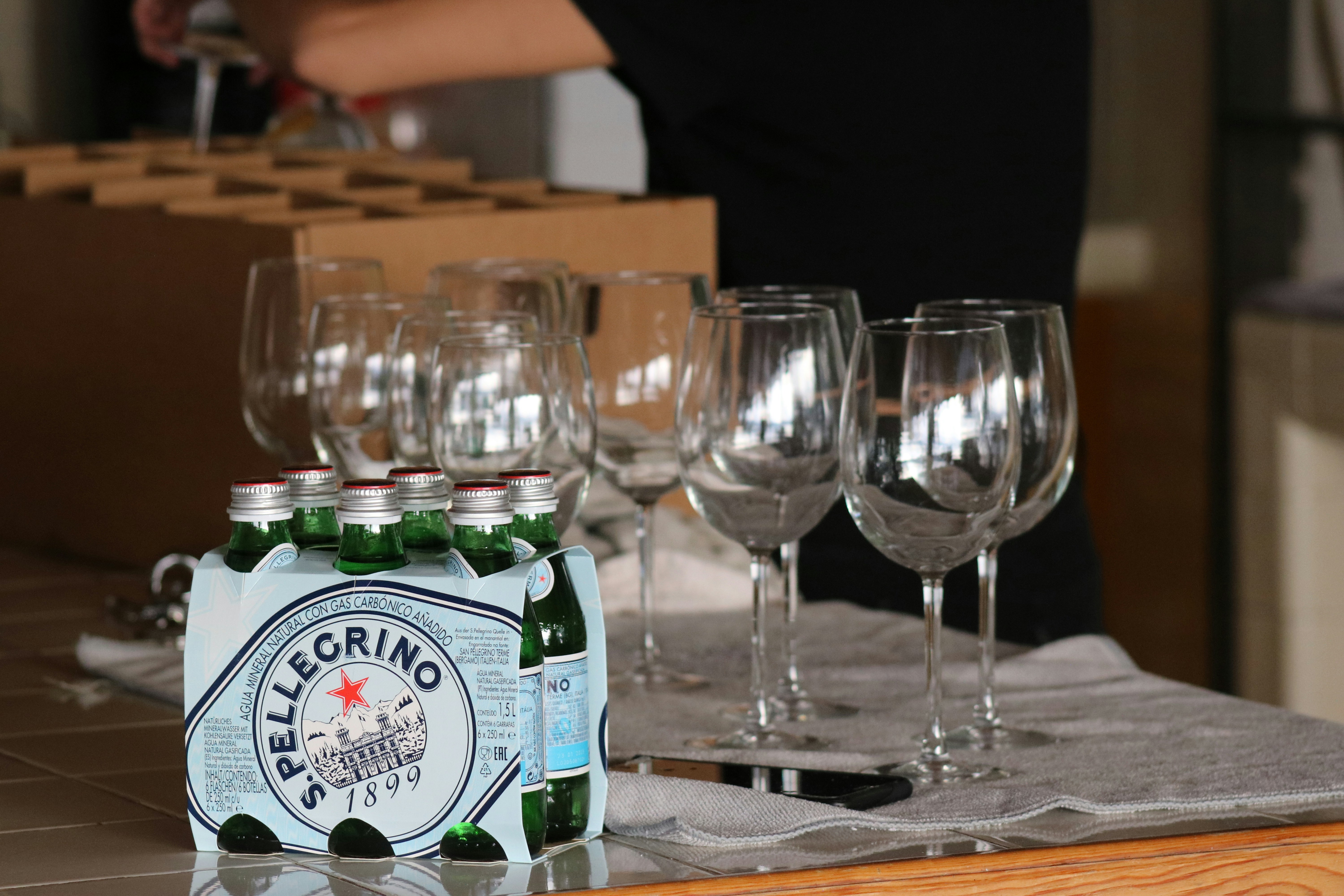 clear wine glass on table