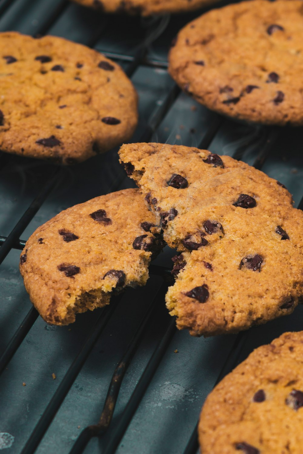 brown cookies on black steel grill