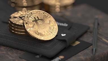 silver round coin on black leather case