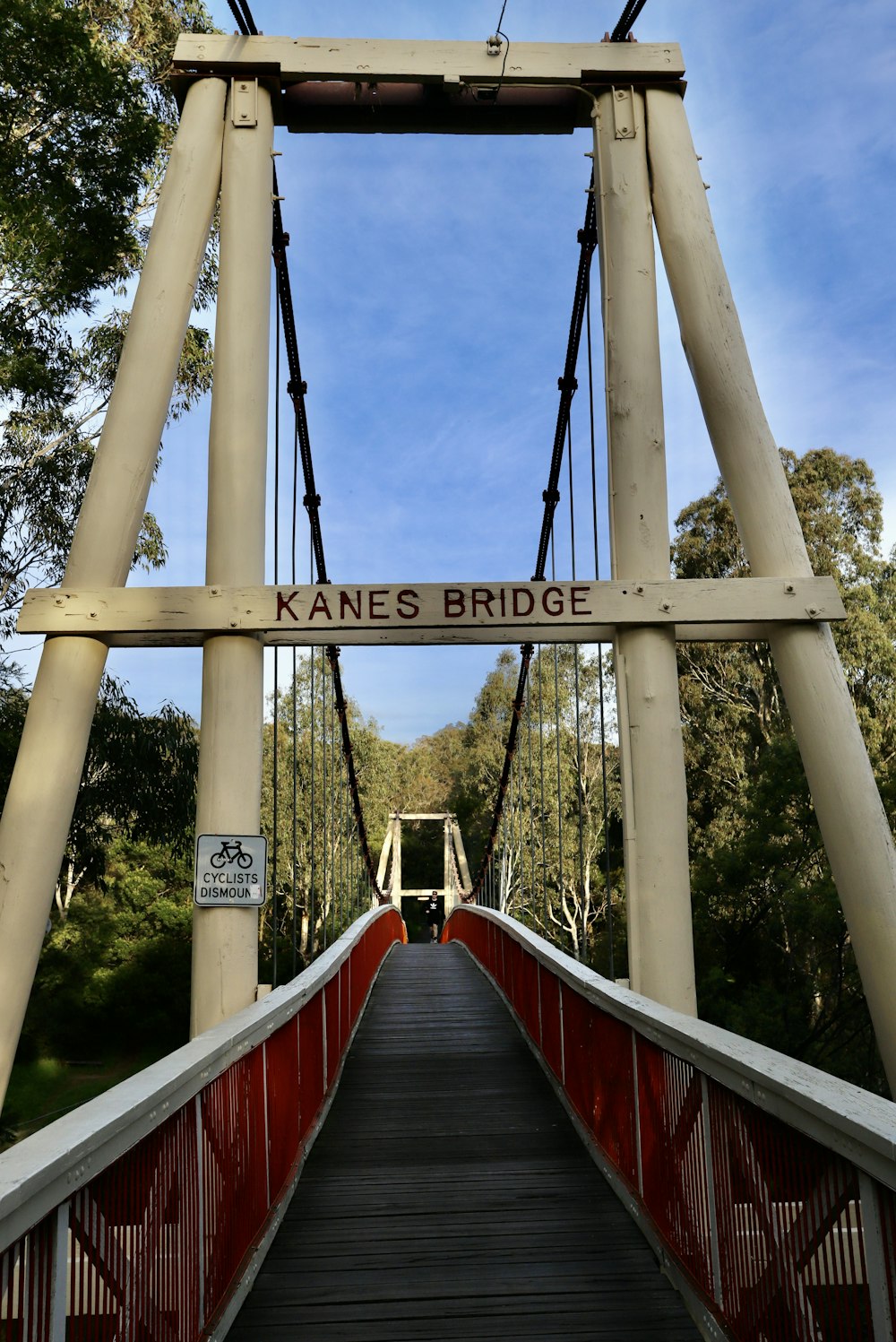 red and brown bridge in forest during daytime