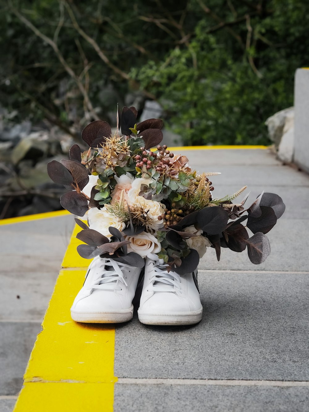 white and brown lace up shoes