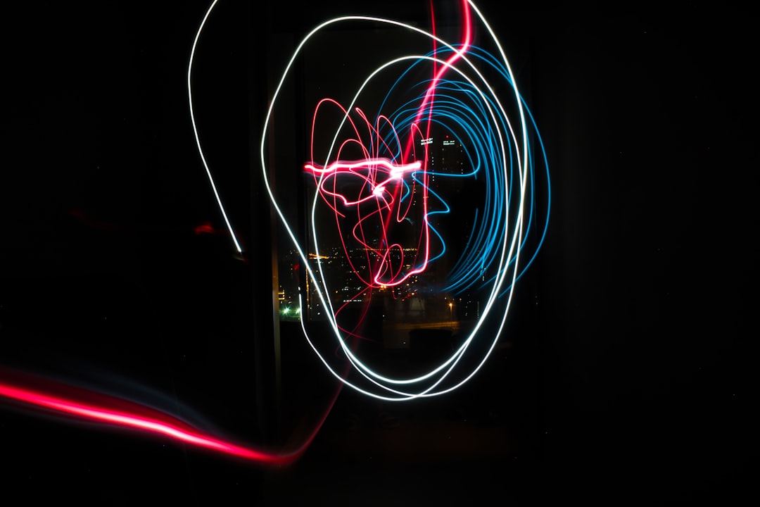 blue and red light streaks, Light painting.