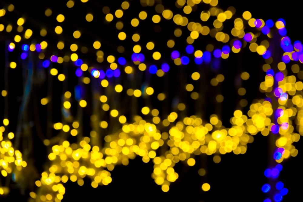 yellow and purple bokeh lights