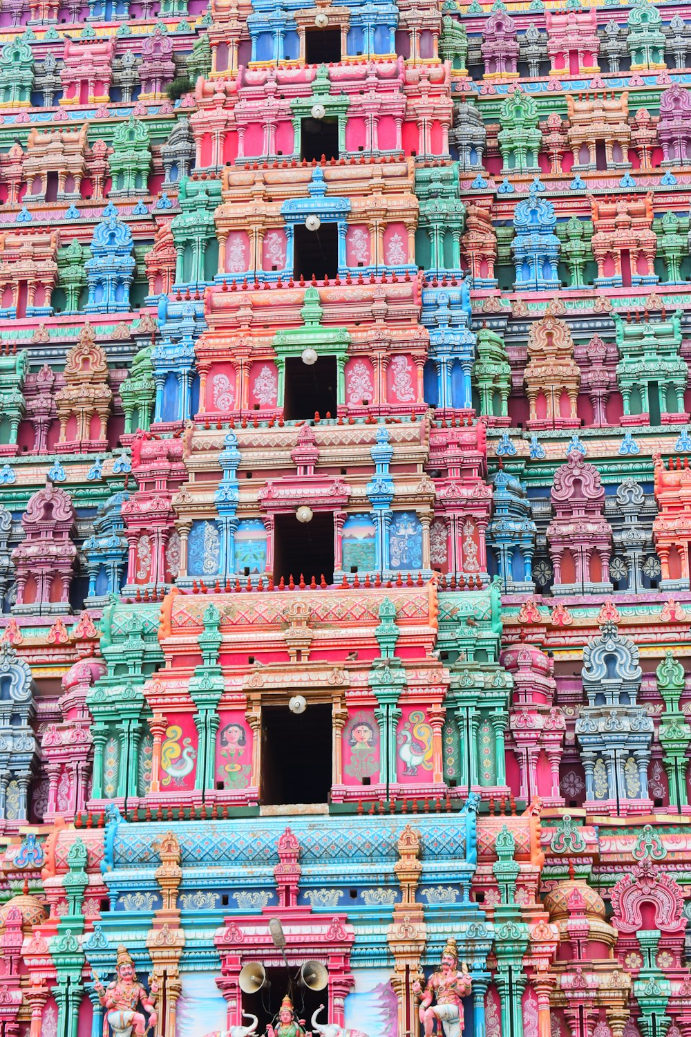 red and blue concrete building