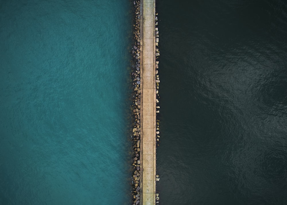 aerial view of bridge over the sea