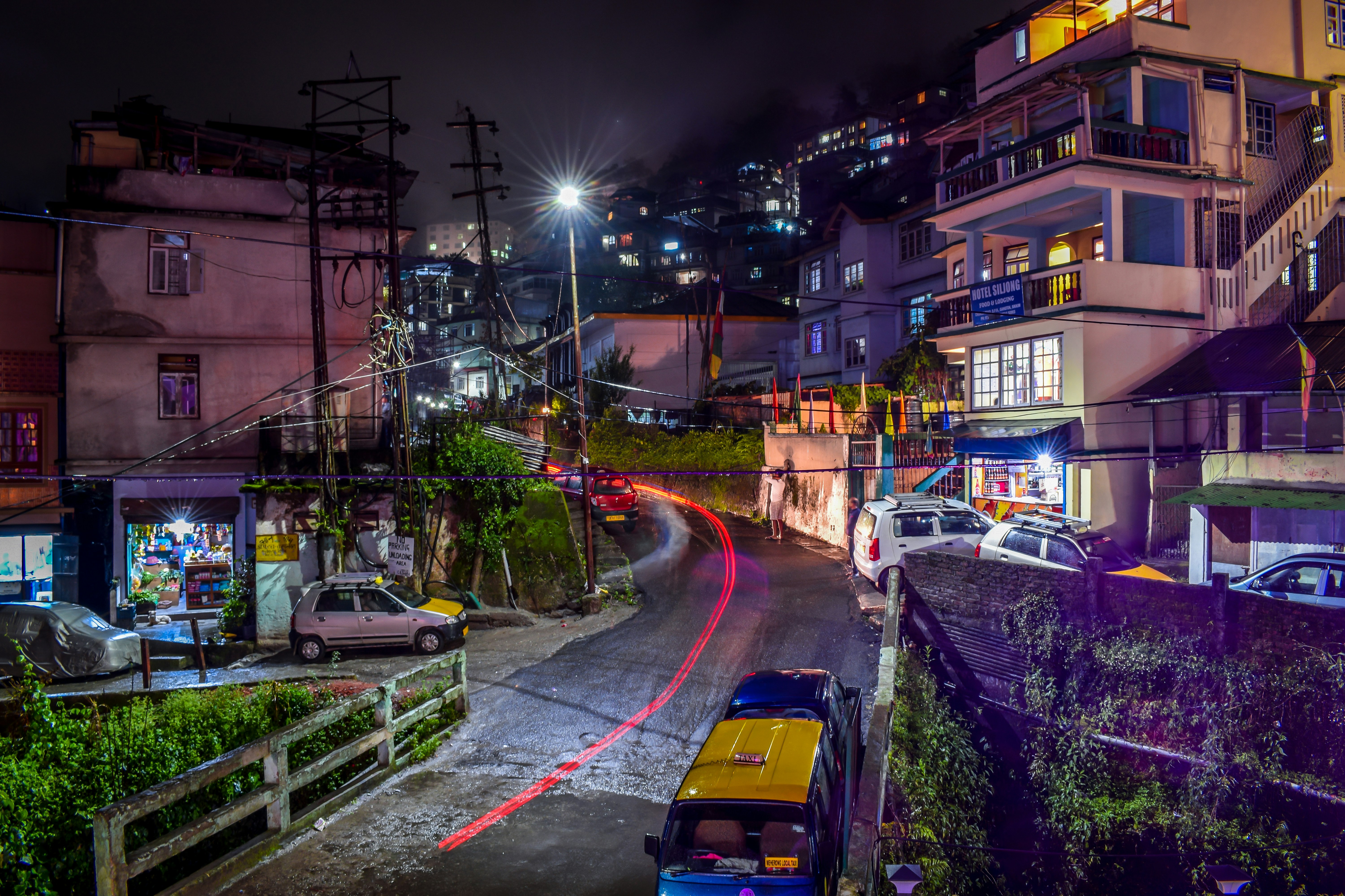 cars on road during night time