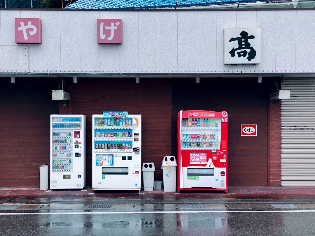red and white vending machines