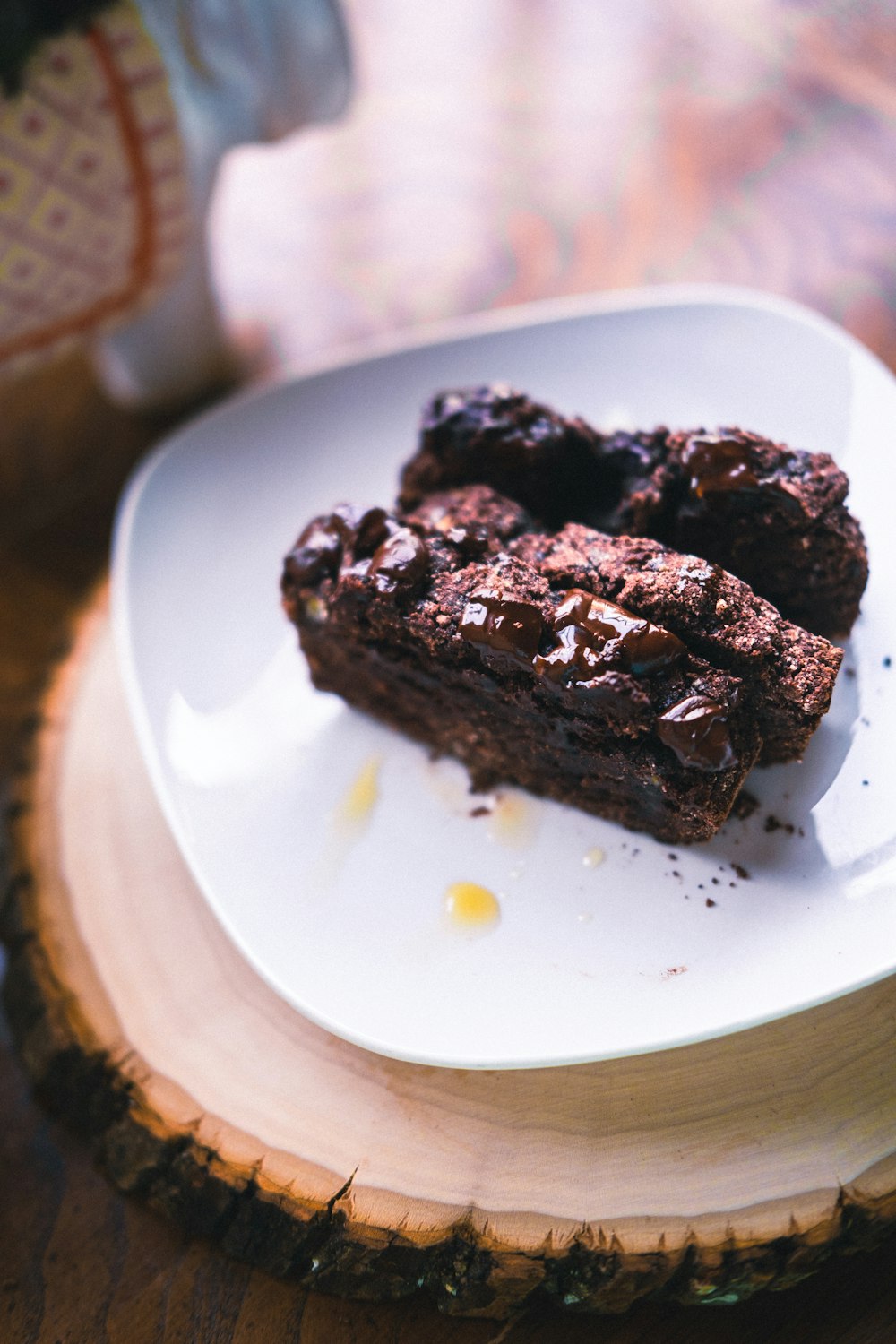 chocolate cake on white ceramic plate