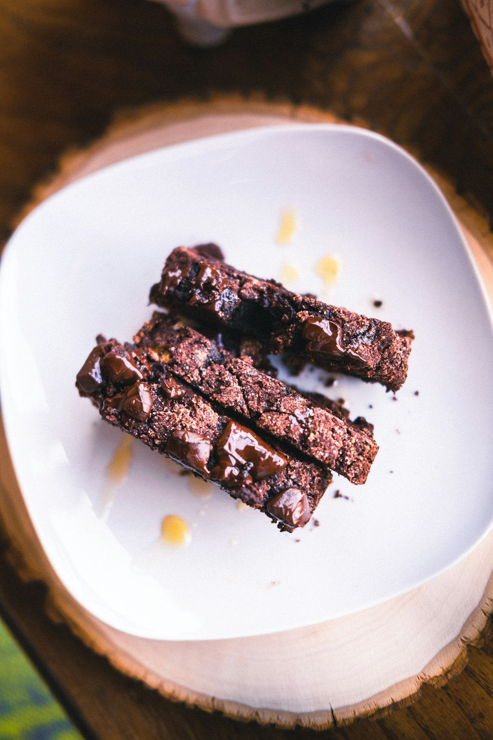 chocolate cake on white ceramic plate