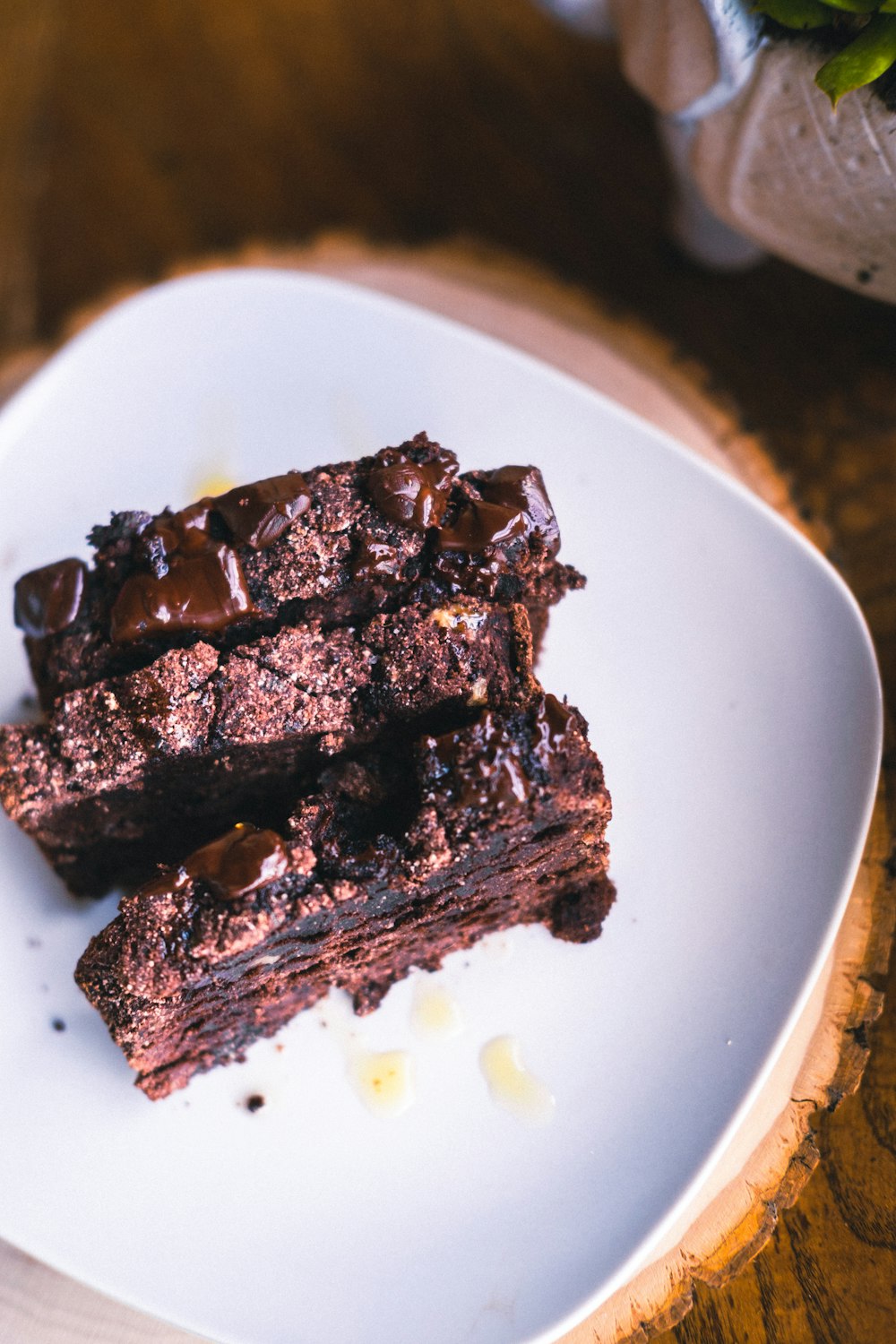 chocolate cake on white ceramic plate