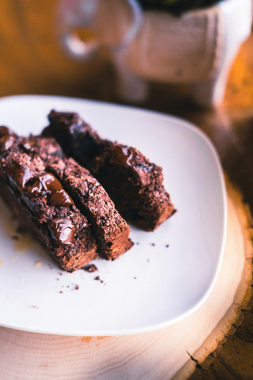 chocolate cake on white ceramic plate