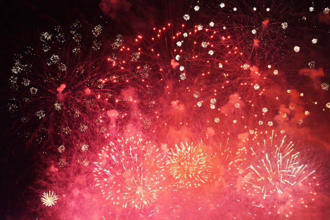 red fireworks display during nighttime